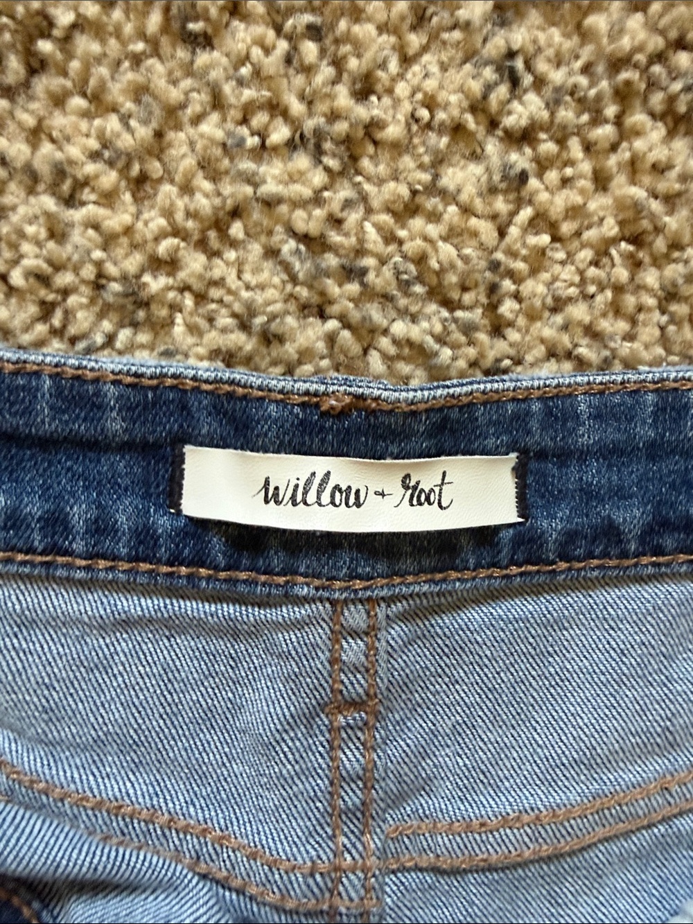 Denim Distressed Frayed Hem Blue Jean Shorts - Picture 3 of 4